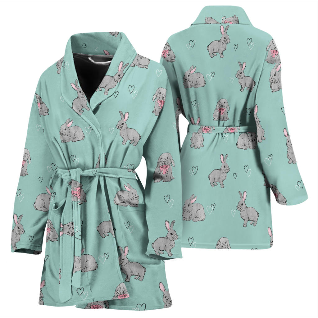 Bunny Pattern Print Design 02 Women Bathrobe