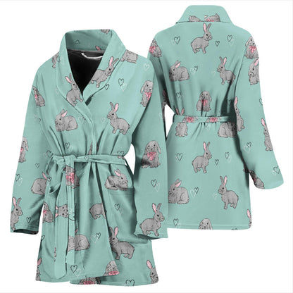 Bunny Pattern Print Design 02 Women Bathrobe