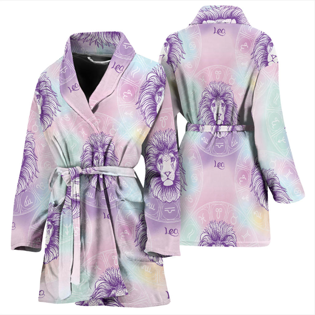 Leo Pattern Print Design 03 Women Bathrobe
