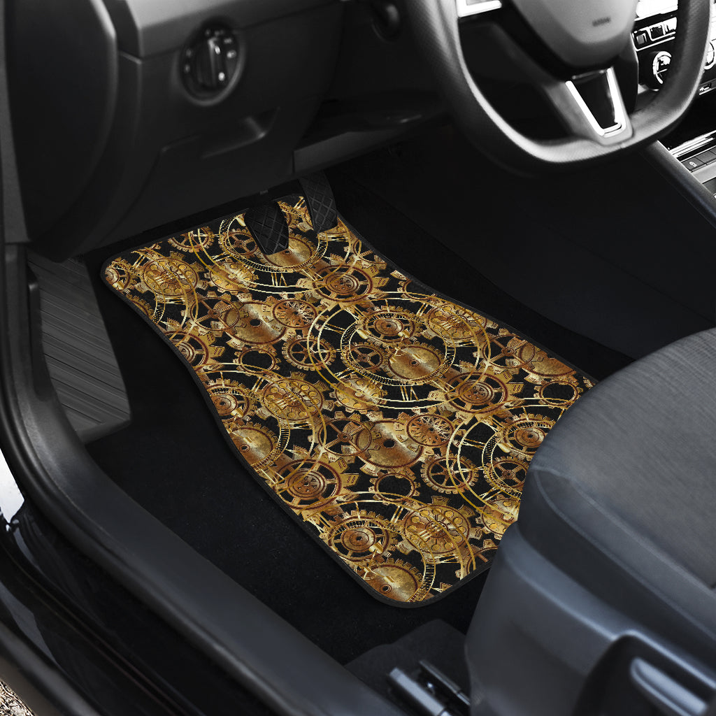 Steampunk Gear Design Themed Print Car Floor Mats Front Back