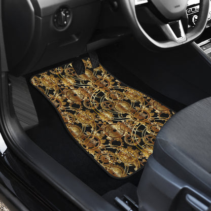 Steampunk Gear Design Themed Print Car Floor Mats Front Back
