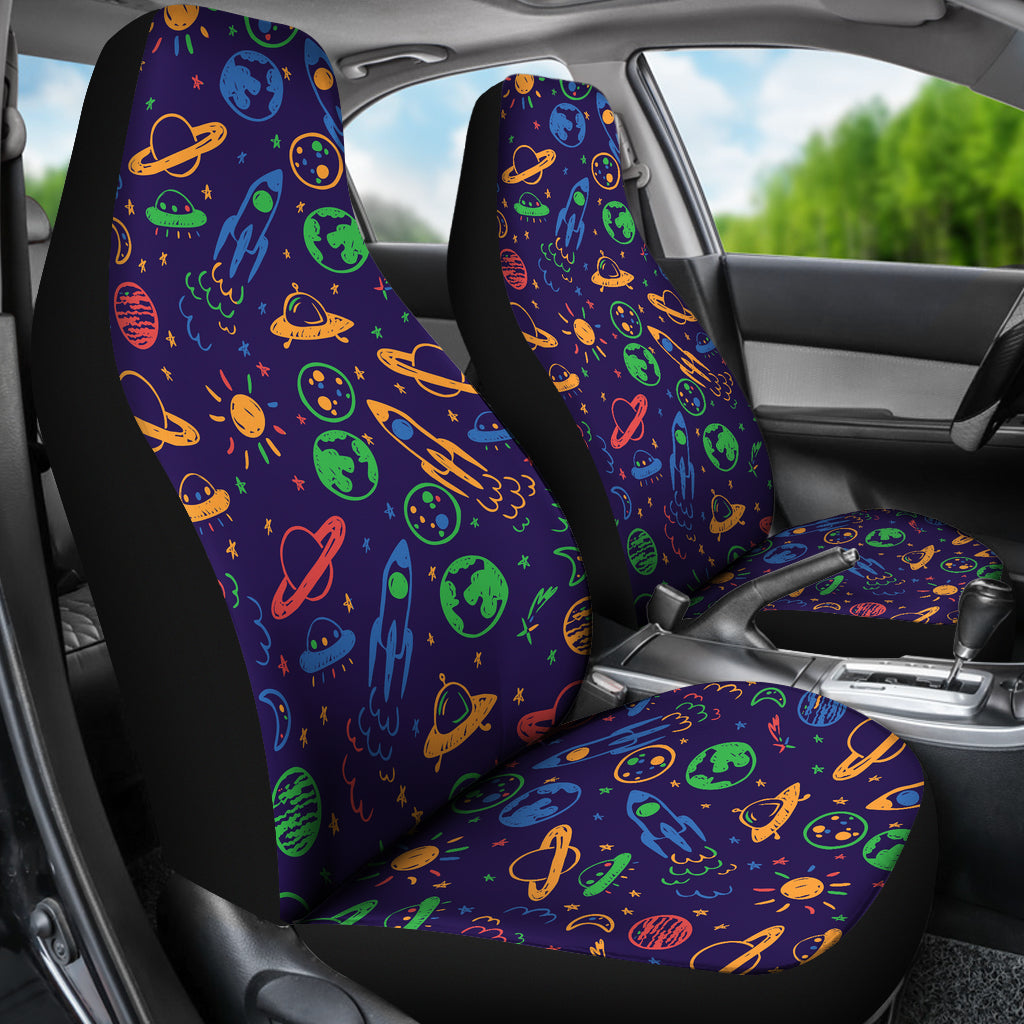 UFO Space Rocket Print Design LKS302 Car Seat Covers