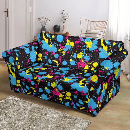 Splatter Colorful Print Design LKS301 Loveseat Couch Slipcover