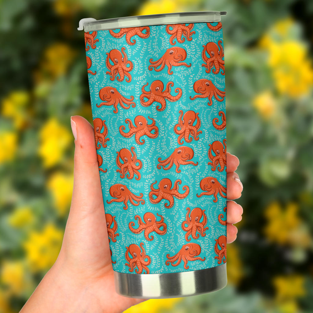 Octopus Cartoon Design Print Themed Tumbler