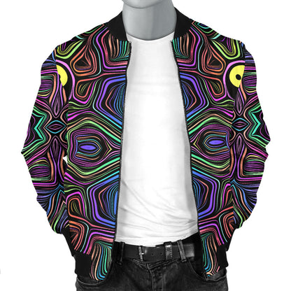 Yin Yang Neon Color Design Print Men Bomber Jacket