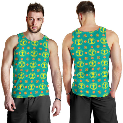 Celtic Tree of Life Print Pattern Men Tank Top