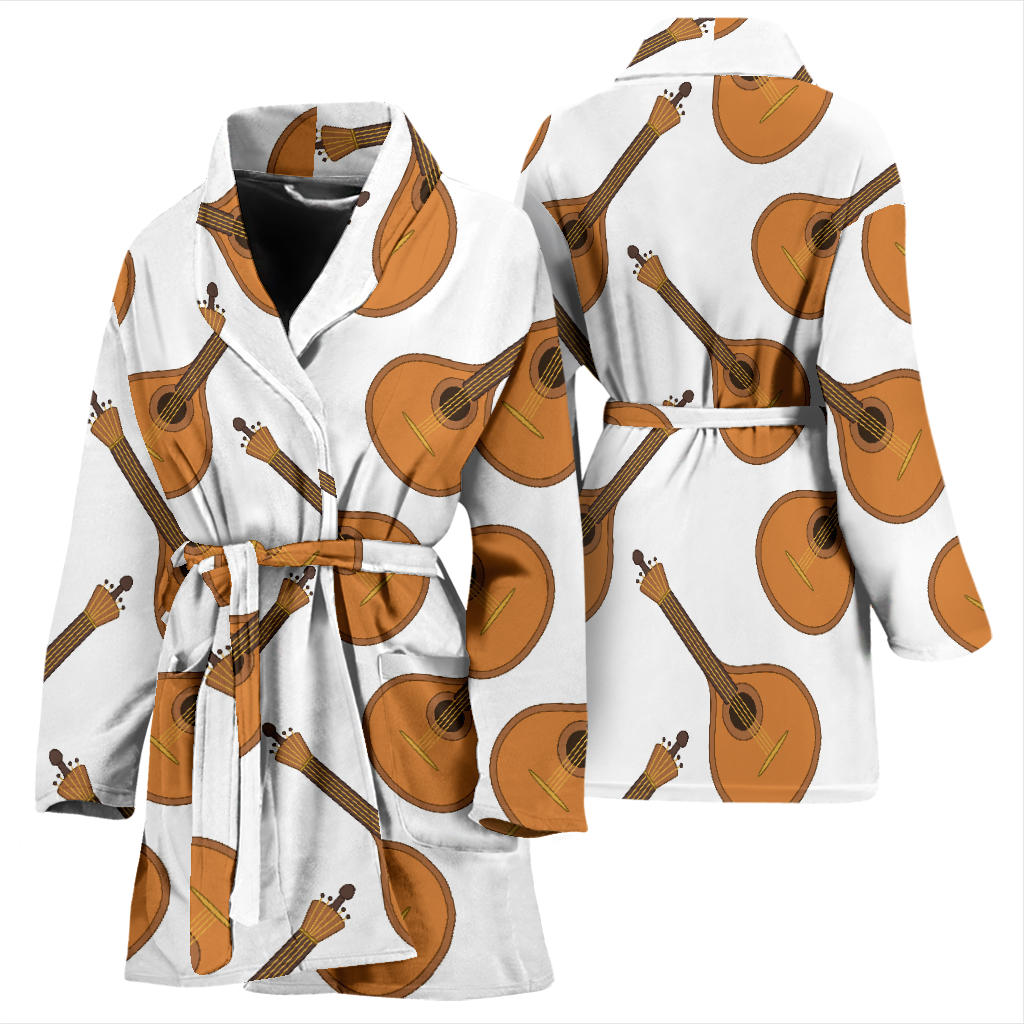 Mandolin Pattern Print Design 01 Women Bathrobe