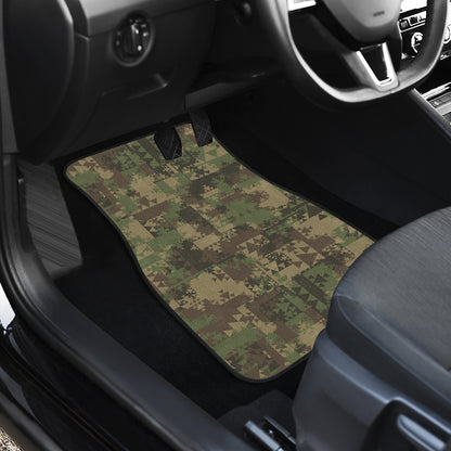 Camouflage Aztec Green Army Print Car Floor Mats Front Back