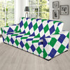 Argyle Green Blue Pattern Print Design 03 Sofa Slipcover