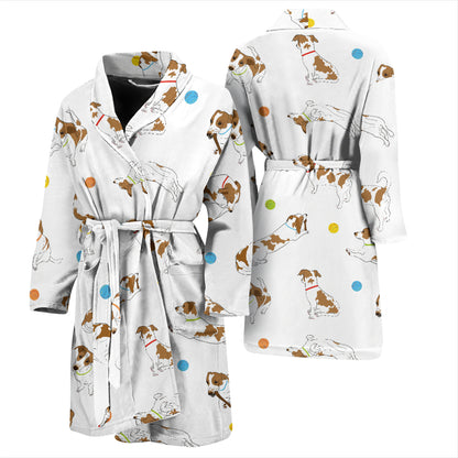 Russell Terriers With Balls Print Design LKS307 Men Bathrobe