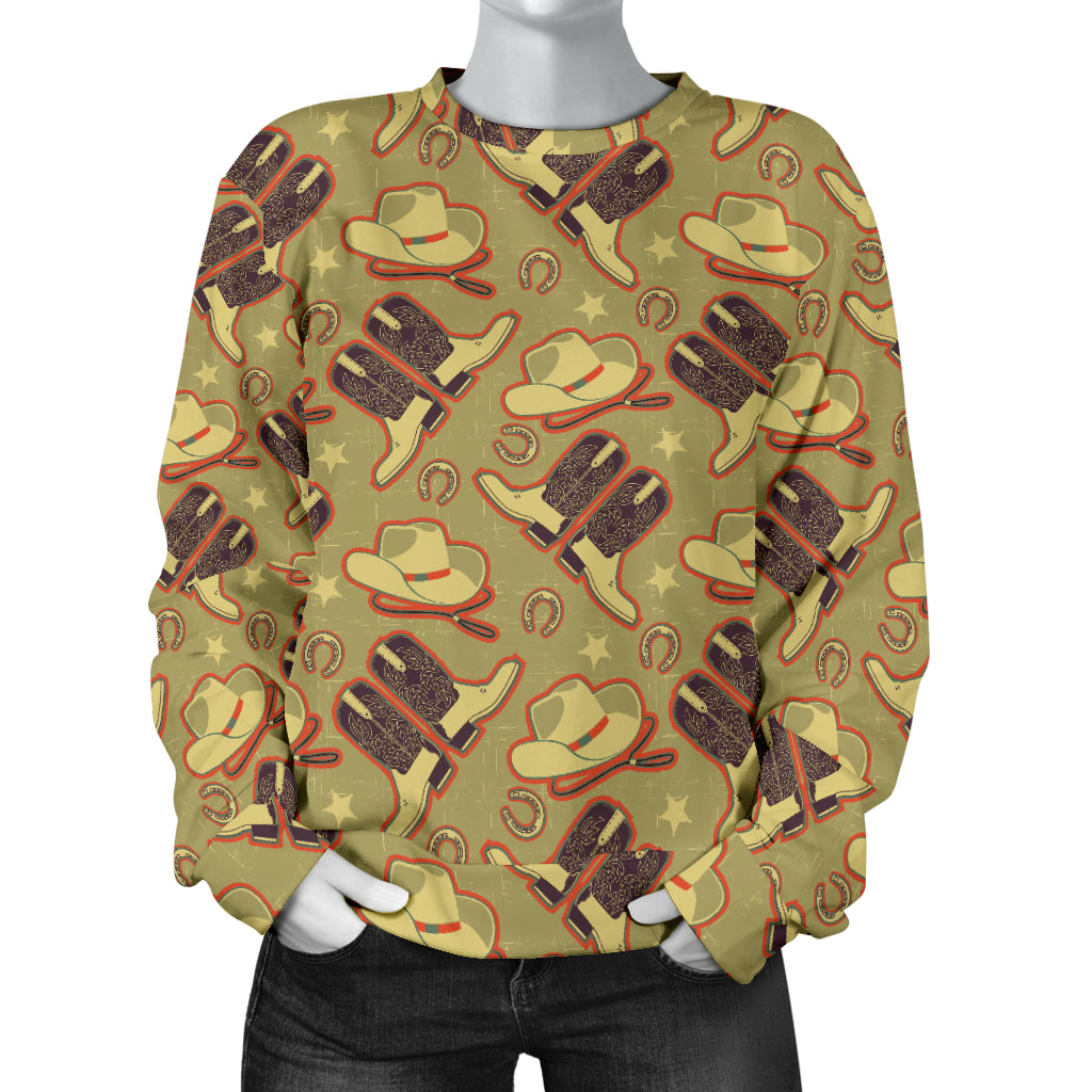 Western Cowboy Themed Women Long Sleeve Sweatshirt