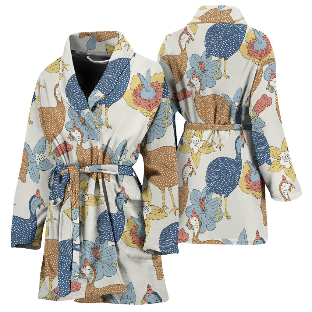 Guinea Fowl Pattern Print Design 01 Women Bathrobe