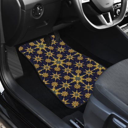 kaleidoscope Gold Print Design Car Floor Mats Front Back