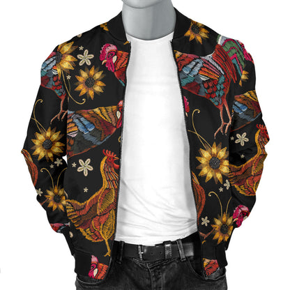 Chicken Embroidery Style Men Bomber Jacket