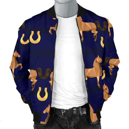 Horse Luxury Themed Pattern Print Men Bomber Jacket