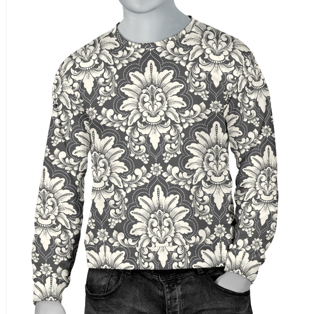 Damask Elegant Print Pattern Men Long Sleeve Sweatshirt