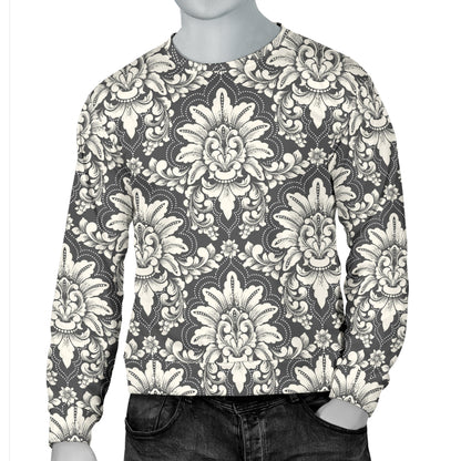 Damask Elegant Print Pattern Men Long Sleeve Sweatshirt