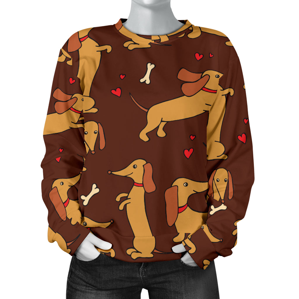 Dachshund Happy Print Pattern Women Long Sleeve Sweatshirt