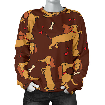 Dachshund Happy Print Pattern Women Long Sleeve Sweatshirt