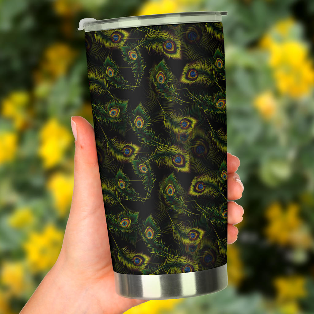 Peacock Feather Pattern Design Print Tumbler