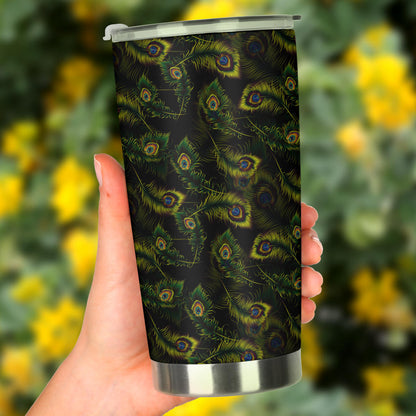 Peacock Feather Pattern Design Print Tumbler