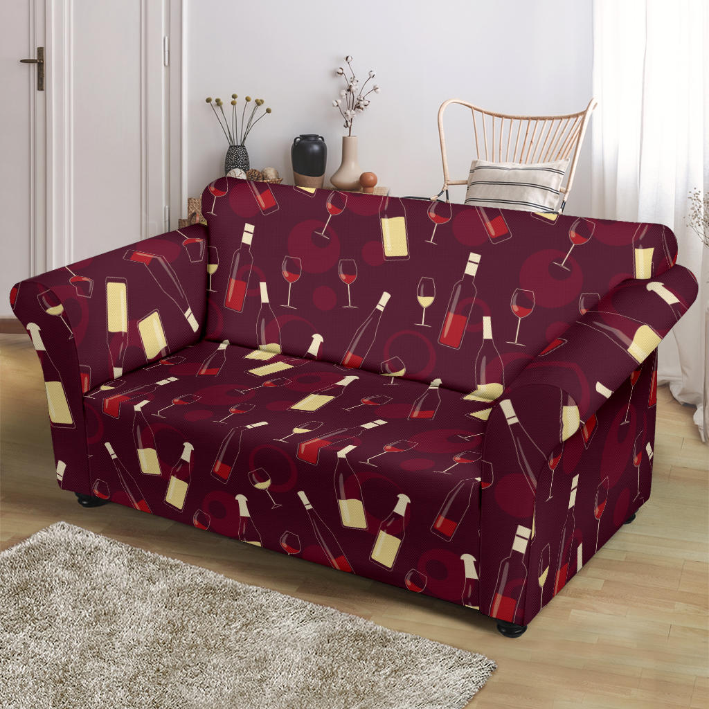 Wine Themed Print Design LKS302 Loveseat Couch Slipcover