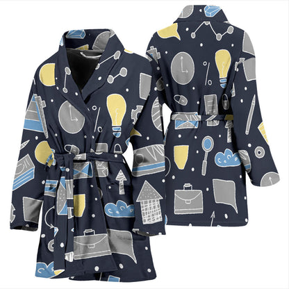 Accounting Financial Pattern Print Design 04 Women Bathrobe