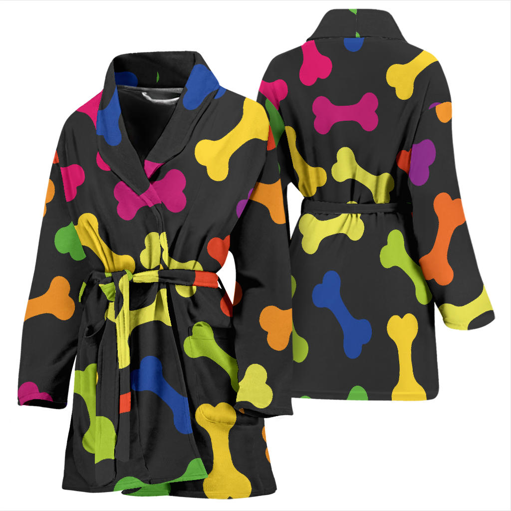 Dog Bone Neon Color Pattern Print Design 02 Women Bathrobe