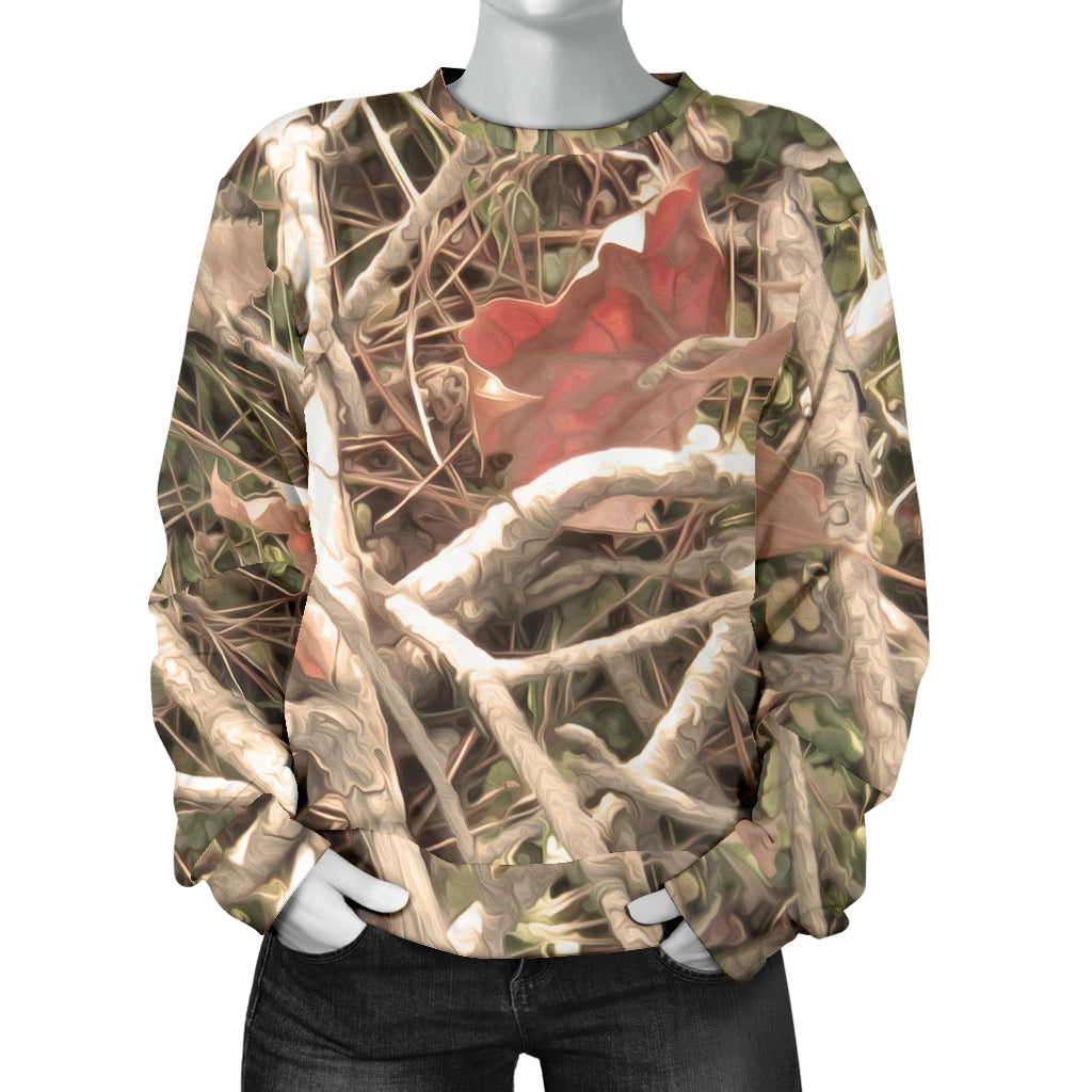 Camouflage Realistic Tree Authumn Print Women Long Sleeve Sweatshirt