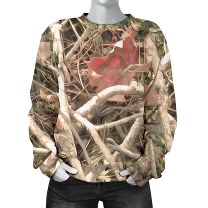 Camouflage Realistic Tree Authumn Print Women Long Sleeve Sweatshirt