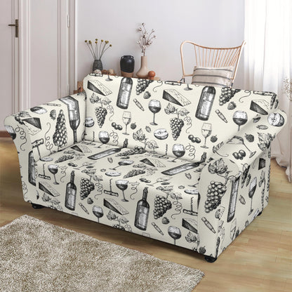 Wine Themed Print Design LKS306 Loveseat Couch Slipcover