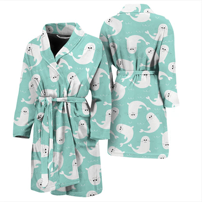 Sea Lion Print Design LKS401 Men Bathrobe