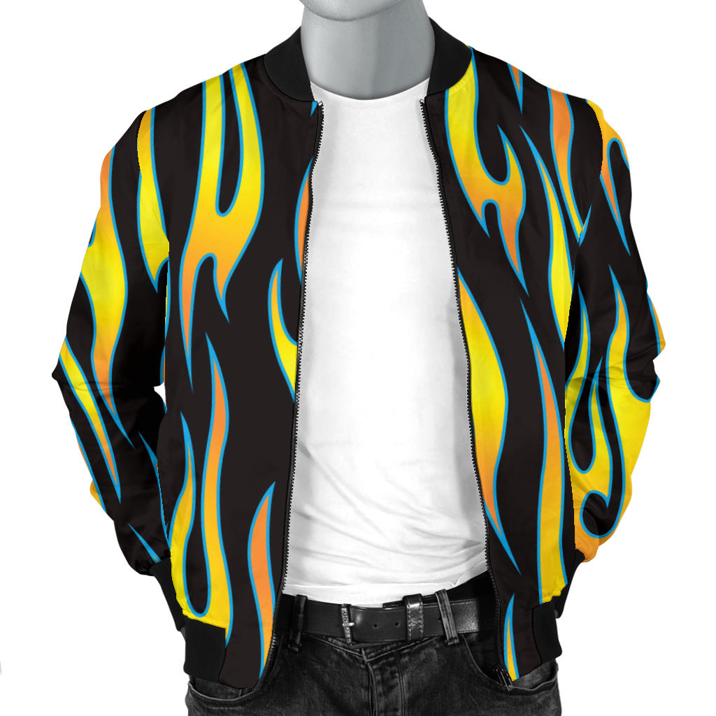 Flame Fire Yellow Pattern Men Bomber Jacket