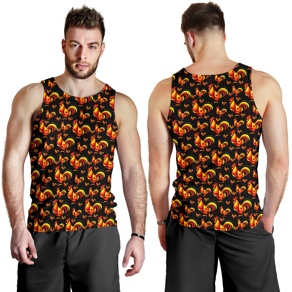 Rooster Print Themed Men Tank Top