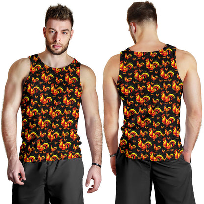 Rooster Print Themed Men Tank Top