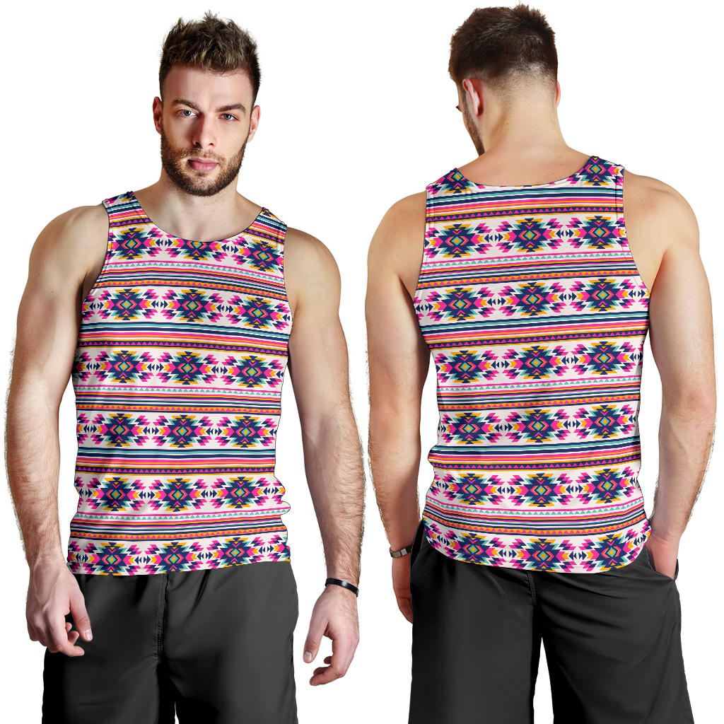 Indian Navajo Neon Themed Design Print Men Tank Top
