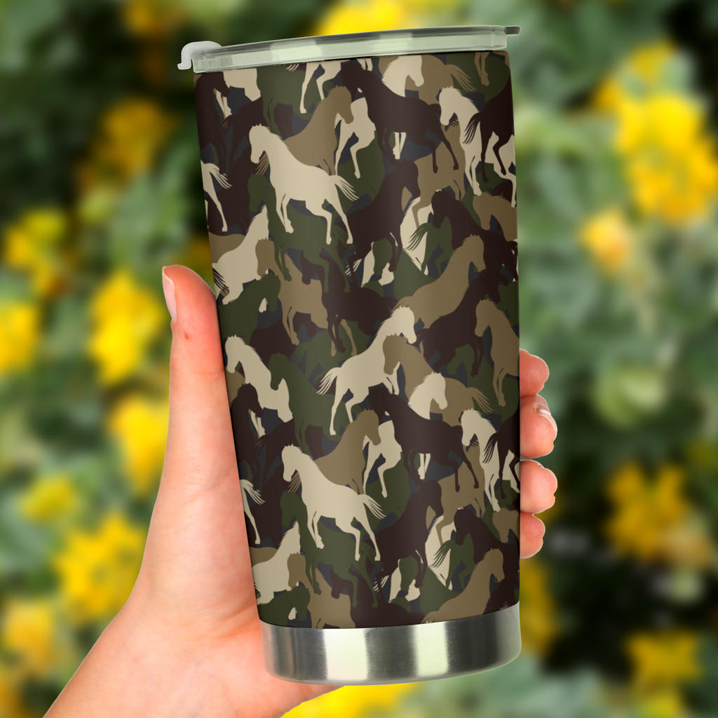 Horse Camo Themed Design Print Tumbler