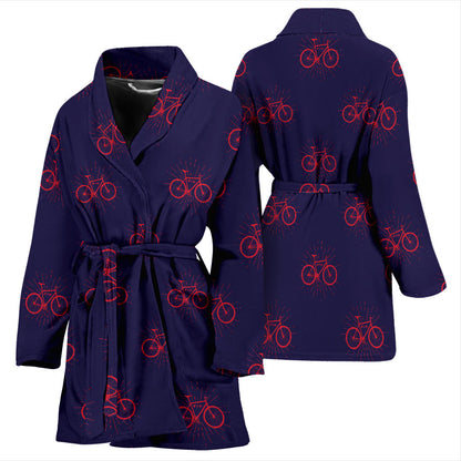 Bicycle Pattern Print Design 01 Women Bathrobe