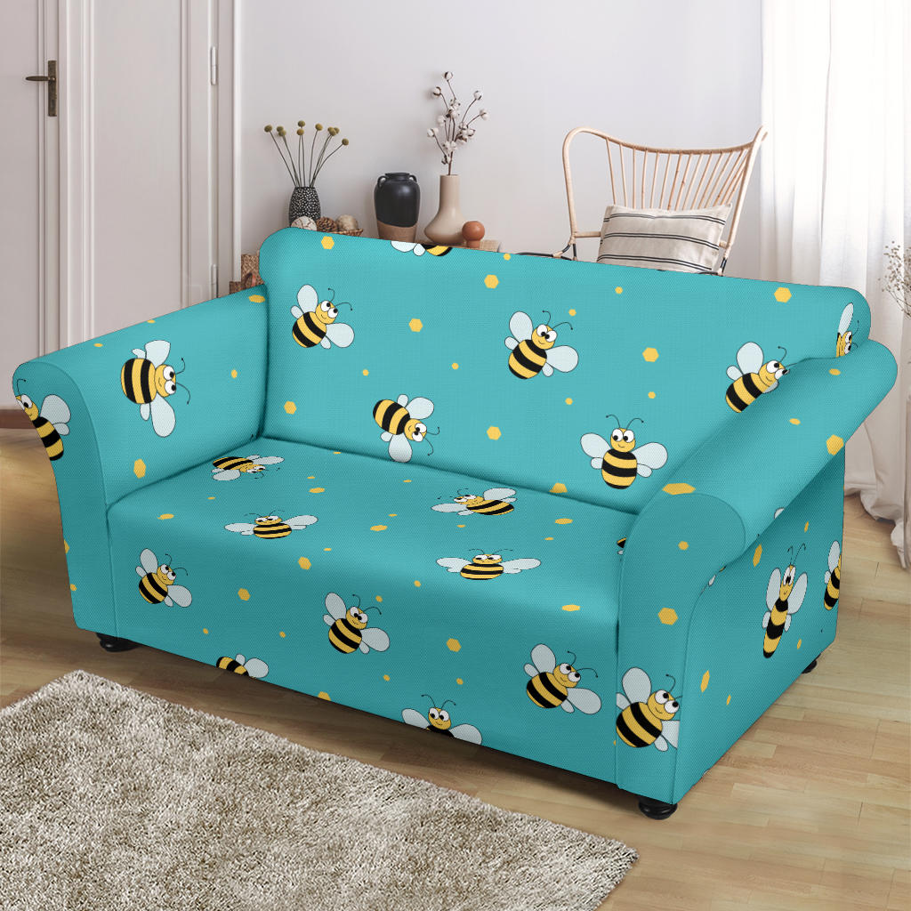 Bee With Dot Print Design LKS309 Loveseat Couch Slipcover