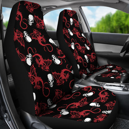 Skull With Red Dragon Print Design LKS304 Car Seat Covers