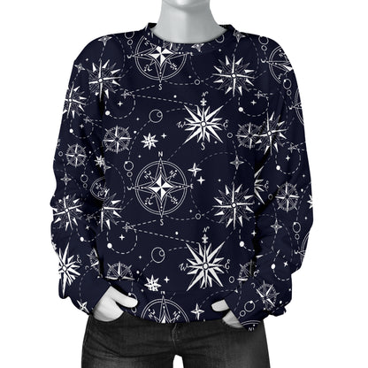 Nautical Sky Design Themed Print Women Long Sleeve Sweatshirt
