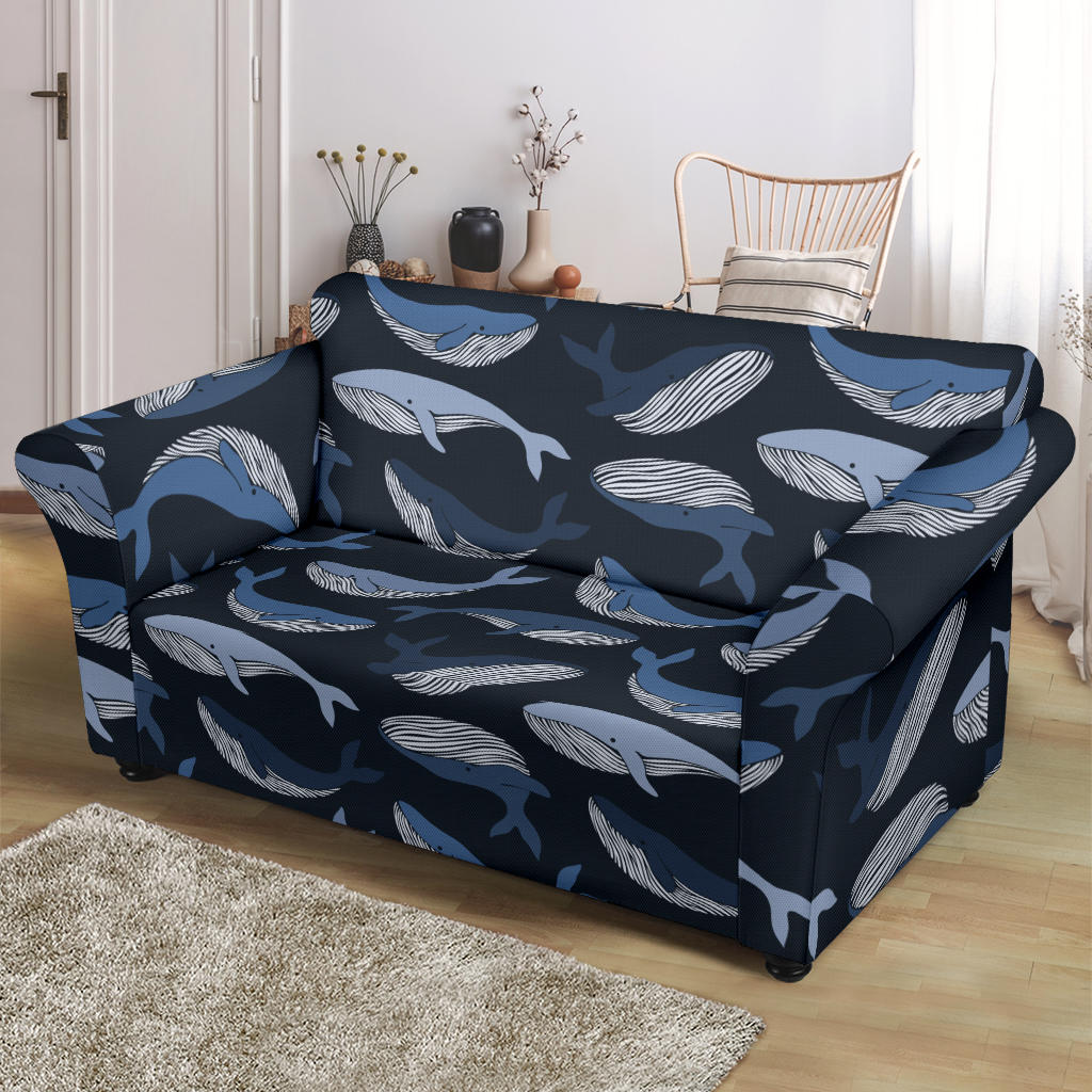 Whale Print Design LKS301 Loveseat Couch Slipcover