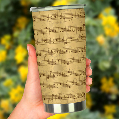 Music Note Vintage Themed Print Tumbler