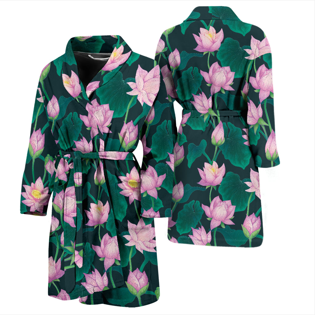 Water Lily Print Design LKS302 Men Bathrobe