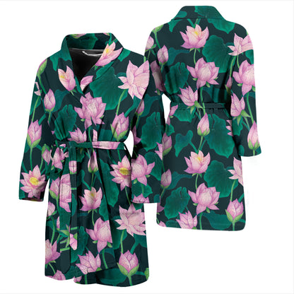Water Lily Print Design LKS302 Men Bathrobe