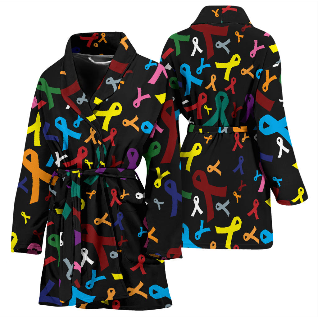 Cancer Awareness Pattern Print Design 03 Women Bathrobe