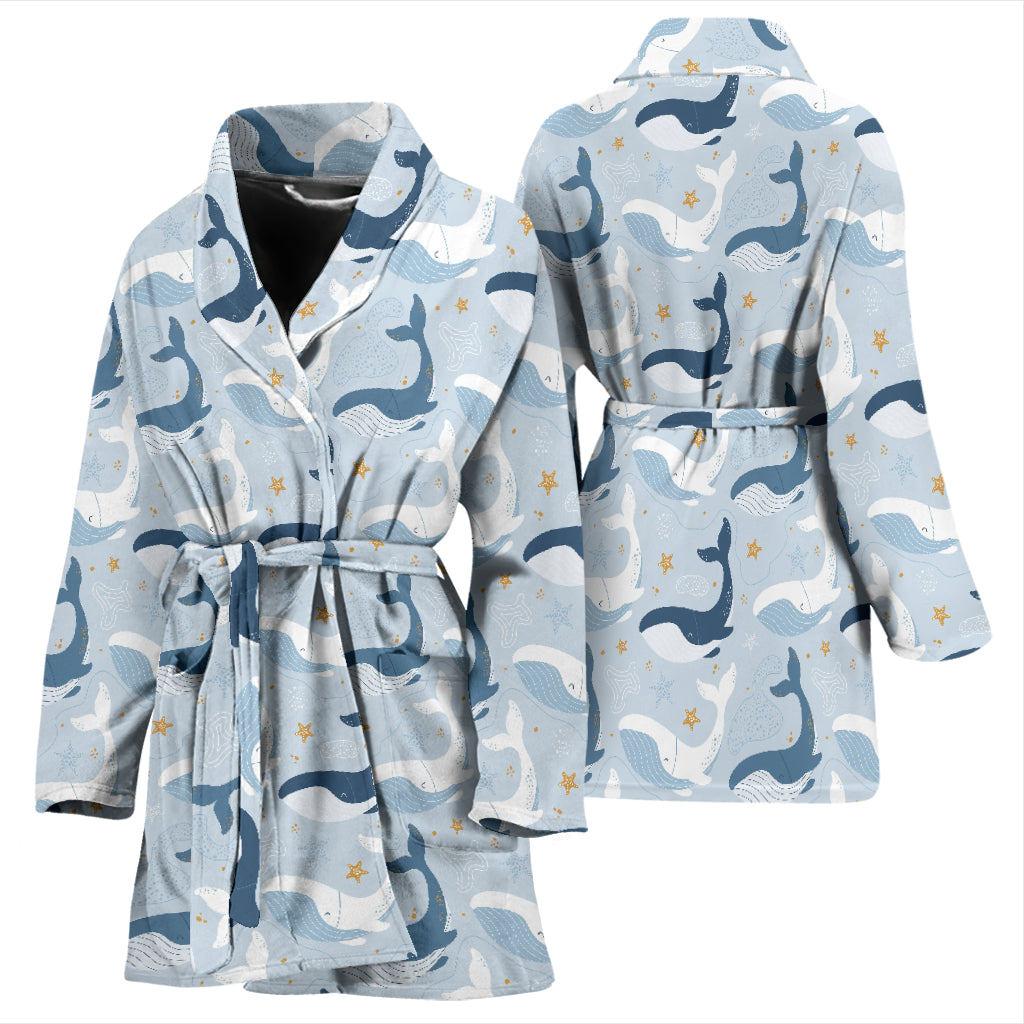 Whale Print Design LKS305 Women Bathrobe