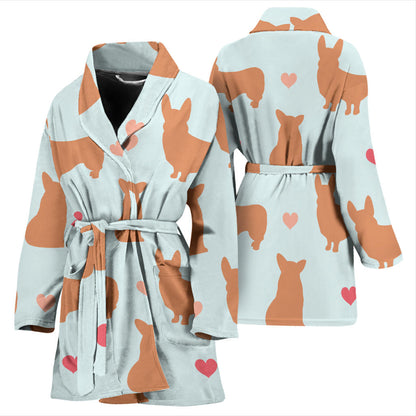 Pembroke Welsh Corgis Pattern Print Design A01 Women Bathrobe