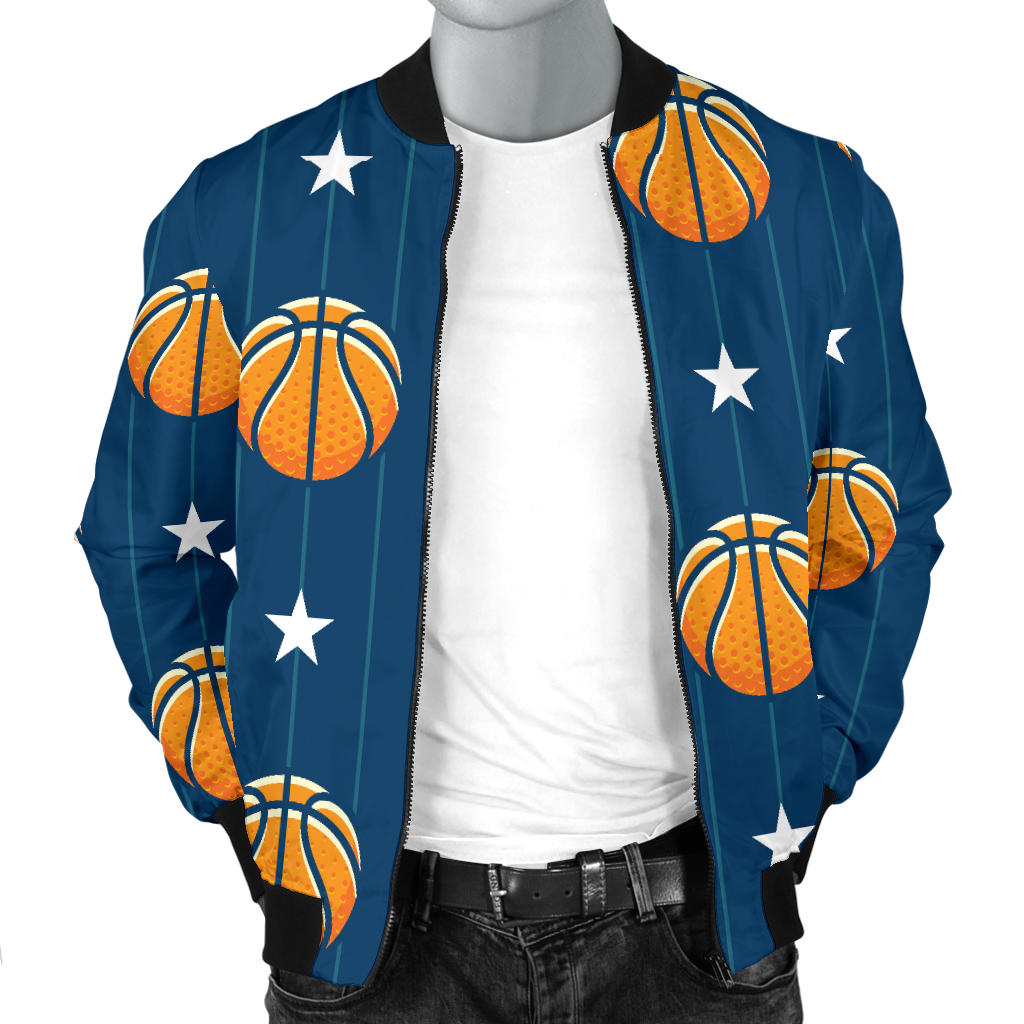 Basketball Star Print Pattern Men Bomber Jacket