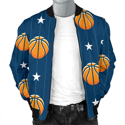 Basketball Star Print Pattern Men Bomber Jacket